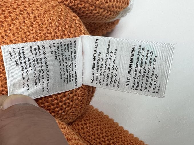 100% Organic Cotton Baby Toys Orange Fox Stuffed Animals for Newborn 7.1"-PurrikoPets