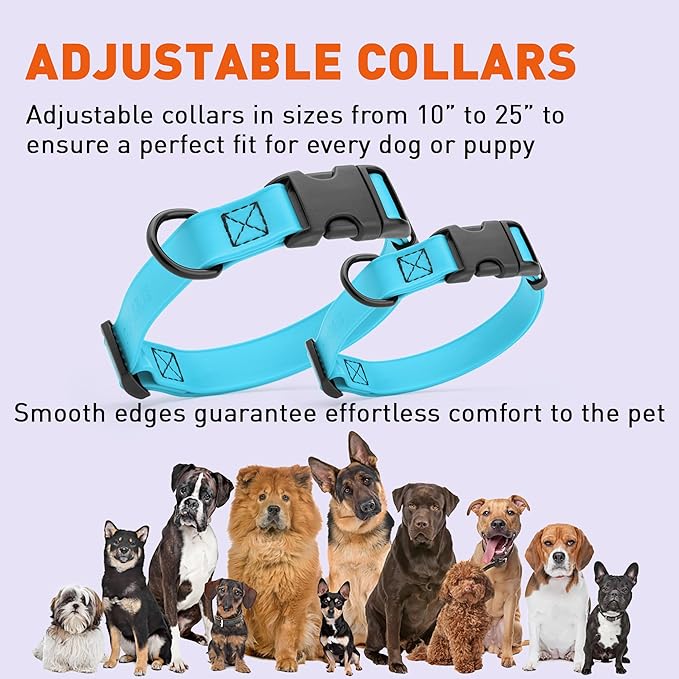 Dogline Biothane Waterproof Dog Collar with Quick Release Buckle Strong Coated Nylon Webbing with Odor- Proof for Easy Care Easy to Clean Fits Small Medium Large Dogs, Cyan Blue 3/4" W 12-19" L-PurrikoPets