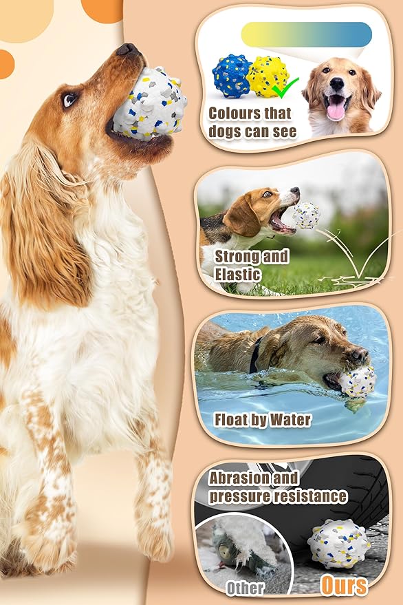 2.36'' Dog Balls for Dogs Aggressive Chewers Indestructible Tennis Durable Bouncy Interactive Dog Toy Balls for Fetch Game Floating Training(White Medium)-PurrikoPets