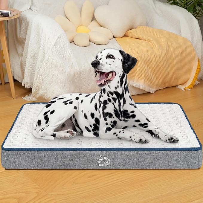 EMPSIGN Reversible Cool and Warm Dog Bed for Crate Pad, Pet Beds with Washable and Removable Cover, Dogs Crate Beds Sleeping Mats, Beds for Dog Crate for Large Medium Small Dogs, Grey-PurrikoPets