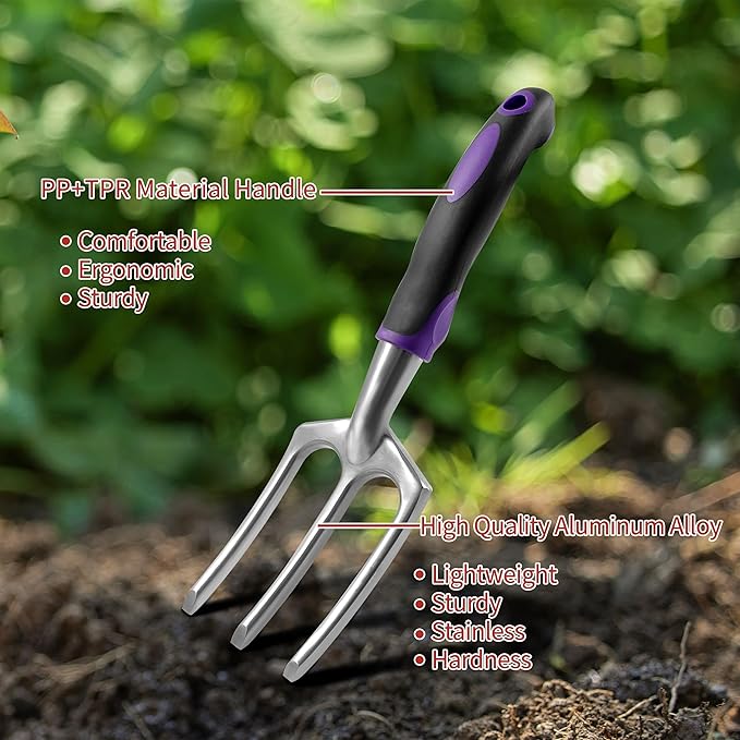 41-Piece Premium Gardening Tool Set, Stainless Steel Heavy Duty Gardening Tool Kit, with Non-Slip Rubber Grip, Storage Tote Bag, Outdoor Hand Tools, Ideal Gardening Gifts for All (Purple Floral)-PurrikoPets