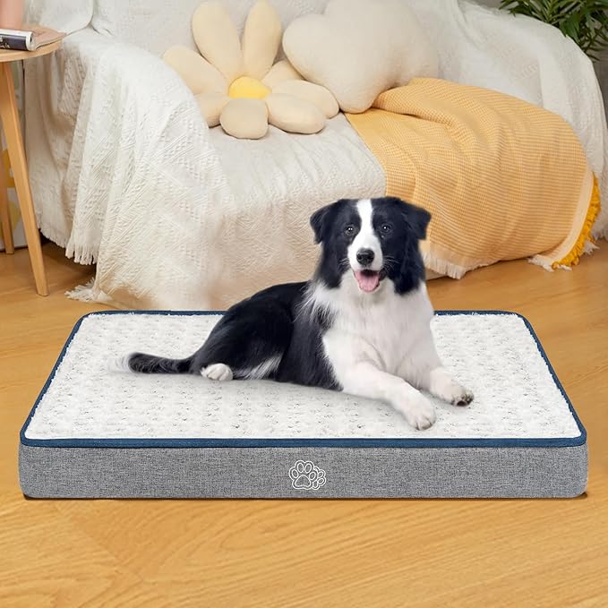 EMPSIGN Reversible Cool and Warm Dog Bed for Crate Pad, Pet Beds with Washable and Removable Cover, Dog Crate Beds Sleeping Mats, Beds for Dogs Crate for Large Medium Small Dogs, Grey-PurrikoPets