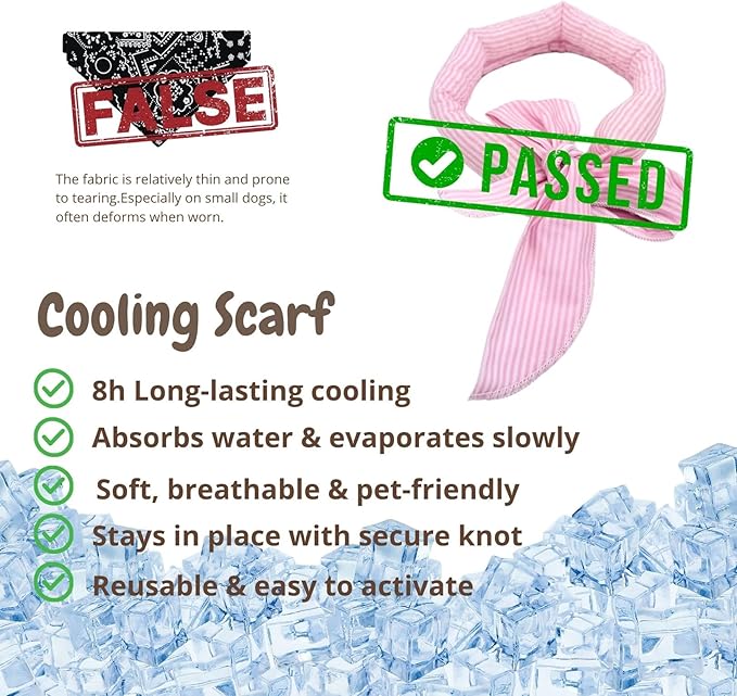 4pcs Cooling Scarf for Pets,Summer Cooling Scarves Keep Cats and Dogs Cool, Reused,Rrecycled,Suitable for Dogs (4pcs-Pink Stripe)-PurrikoPets