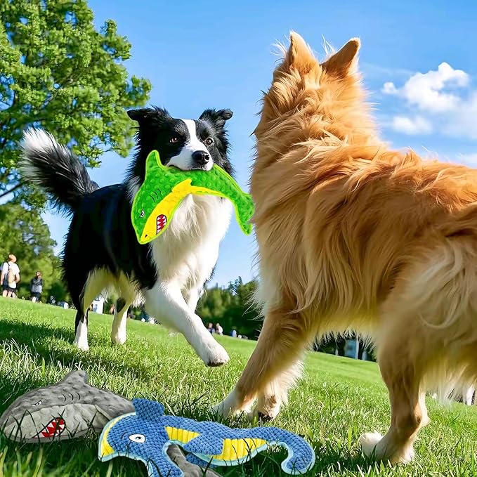 Dog Toy Squeak No Stuffing Toys, 4-Pack Toys for Small Medium Large Breed, Puppy Teething Interactive Toy to Keep Them Busy, Best Christmas Birthday Gift-PurrikoPets