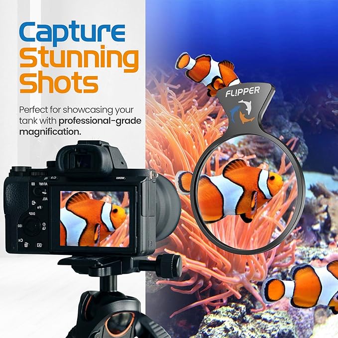 FL!PPER Flipper DeepSee Viewer MAX 5" Black - Coral and Fish Magnifier for Reef Tank and Freshwater Aquarium Photography and Videography - Magnetic Magnifying Glass-PurrikoPets