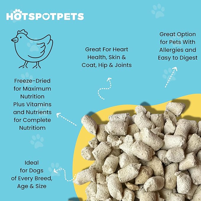 Freeze Dried Raw Chicken Meal Toppers for Dogs - Single Protein,All Natural, Grain-Free- Perfect for Training, Topper or Snack - Made in USA - (Chicken Meal Toppers) 1LB Bag (500+ pcs)-PurrikoPets
