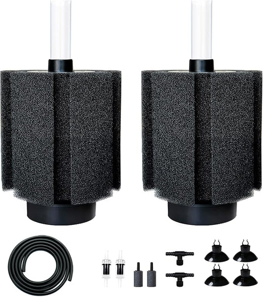 2 Pack 60-70 Gal Aquarium Sponge Filter with Air Stone and Ceramic Filter Media Quiet Fish Tank Bio Filter for Breeding Fry Shrimp Betta Fish Tank-PurrikoPets