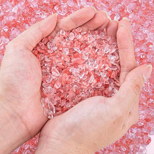 3 Lb Watermelon Tourmaline Quartz Crystal Chips Bulk, 5-7mm Natural Tumbled Crushed Stones Red Healing Crystal Chips Bulk Gemstones for Vase Fillers, Aquarium and Home Decoration-PurrikoPets
