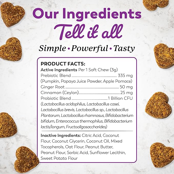 Dr. Harvey's Digestive Probiotic Soft Chews for Dogs, 7 Probiotics for Gut Health, Diarrhea and Bowel Support, Peanut Butter Flavor (90 Chews)-PurrikoPets