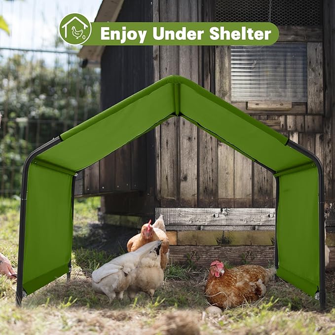 Dog Shade Shelter Outdoor 4'x4'x3' Tent for Large Medium Dogs, Outside Sun Rain Canopy Pet House for Livestock Pigs Cats with Waterproof Roof Ground Nails,Deep Green-PurrikoPets