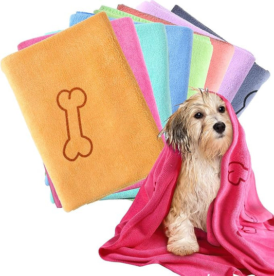 8 Pcs Dog Towels Pet Bath Drying Towels 55 x 28 Inches Large Absorbent Microfiber Quick Fast Drying Soft Beach for Lightweight Cat and Puppy Shower Essentials Cleaning Accessories(Multicolor)-PurrikoPets