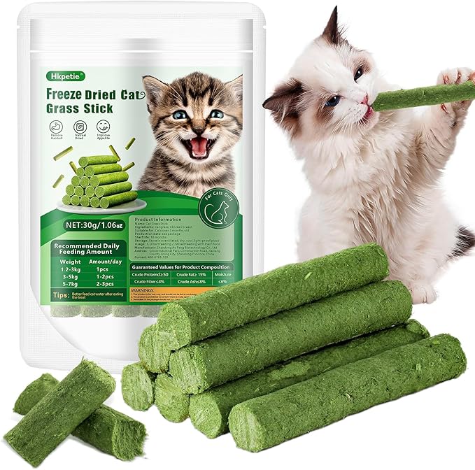 30g Cat Grass Sticks, Delicious Cat Grass Teething Stick Edible Cats Chew Toy Cat Treats Snack for Teeth Cleaning and Hairball Removal-PurrikoPets