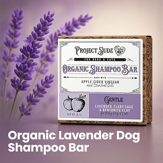 Gentle All Natural Dog Shampoo for Dry Coat for Sensitive Skin | Bar Shampoo for Dogs | Organic Dog Shampoo Sensitive Skin | Lavender (2)-PurrikoPets