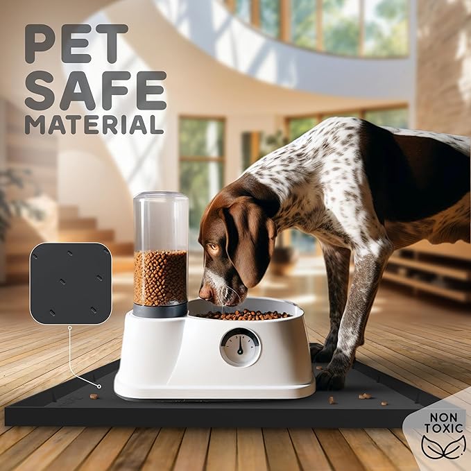 32x24x1” XL Dog Food Mat - All Purpose Under Sink Liner, Washer and Dryer Covers for The Top, Silicone Griddle Mat for Blackstone - Raised Edges Dog Mat for Food and Water Prevent Spill, Waterproof-PurrikoPets