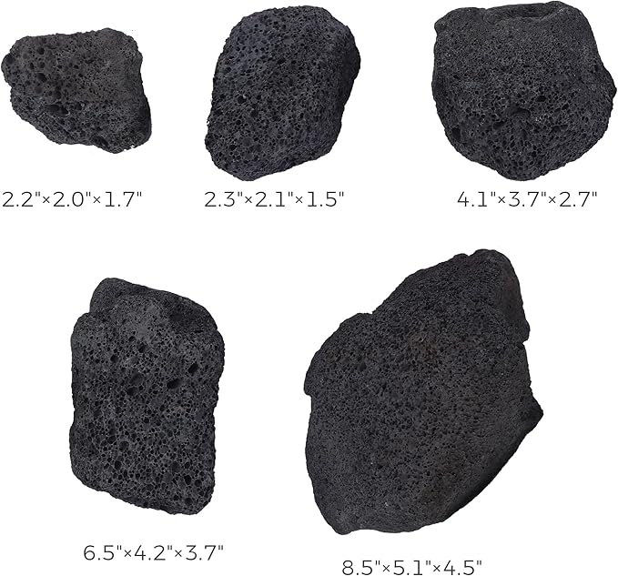 2-8 Inches Large Natural Black Lava Rock 5 PCS Aquarium Rocks for Aquascaping, Aquarium Landscaping, Terrariums, Fish Tank Decoration, Vivariums, Paludarium, Reptile and Amphibian Enclosures-PurrikoPets