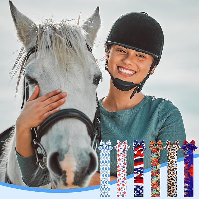 6 Pcs Horse Tail Bag Breathable Guard 22" Slip on Horse Care Tail Wrap 2 Strand Closure Straps Grooming Supplies to Keep from Dirt Breakage Rubbing 6 Designs(Aesthetic Style)-PurrikoPets