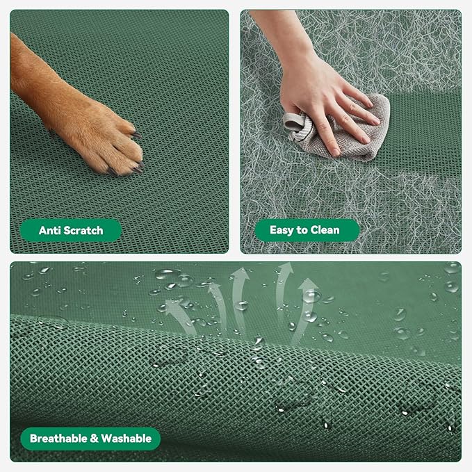 Elevated Dog Bed Raised Outdoor Dog Cot for Extra Large Dogs, Installation Requires No Tools, Frame with Washable Cooling Breathable Mesh Anti-Slip Feet, Indoor Pet Bed, Green, 48.8 Inches-PurrikoPets