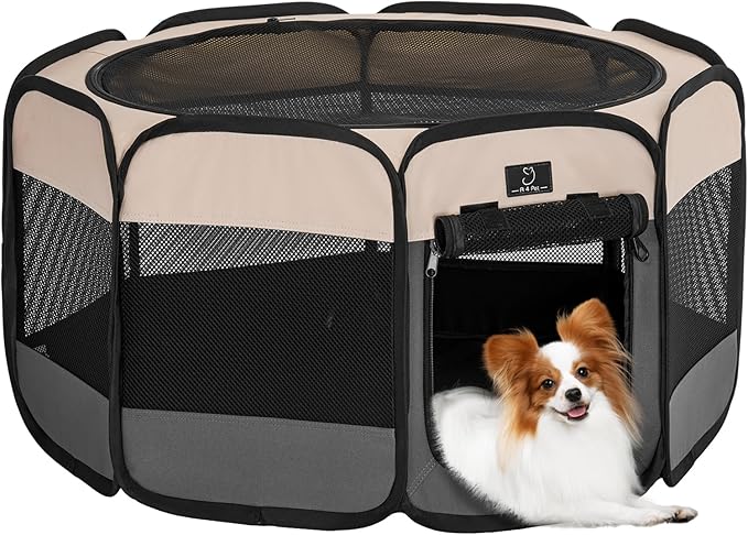 A4Pet Portable Kitten Playpen for Cats, 27" Foldable Pet Playpen for Puppy/Cat/Rabbit/Chick, with Removable Zipper Top & Mesh Panel(11”W × 7.5”H)-PurrikoPets