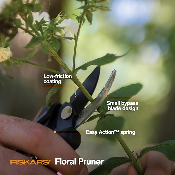 Fiskars Floral Pruning Shears - Plant Cutting Scissors/Garden Clippers For Deadheading and Working with Flowers - Black/Orange-PurrikoPets