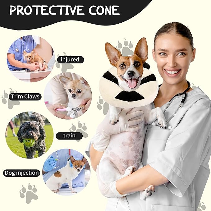 Adjustable Cat Collar Soft to Stop Licking After Surgery for Kitten, Alternative to Cone of Shame, Donut Cone for Cats, Pet Elizabethan Collar (Panda, Medium)-PurrikoPets