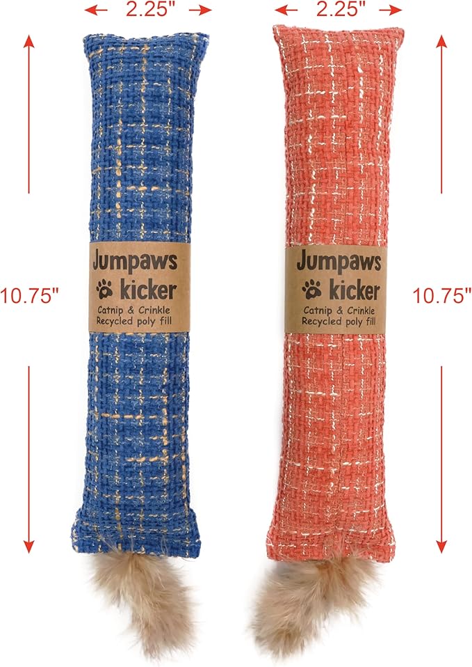 2 Pack Natural Interactive Catnip Cat Kicker Toys, Bite Resistant Chew Toy, Accessories for Indoor Cat (Twill Weave)-PurrikoPets