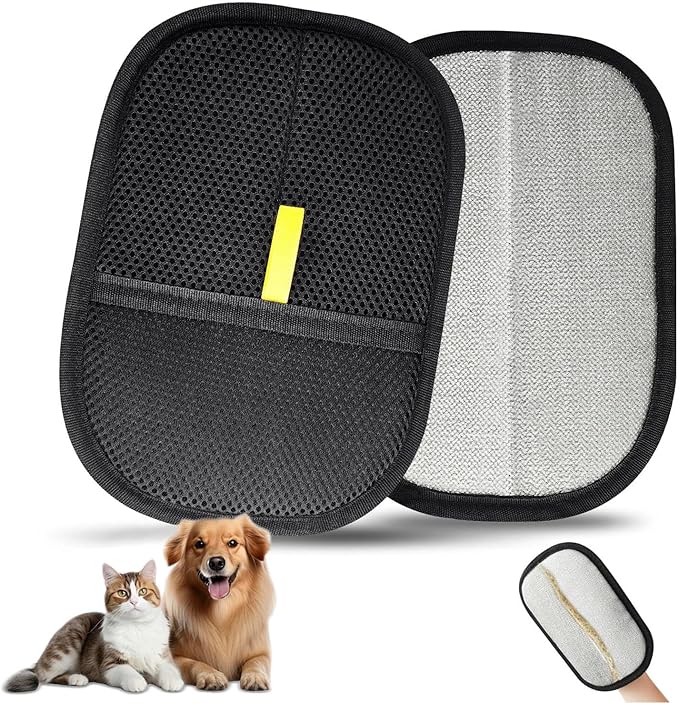 2 Pcs Electrostatic Gloves Pet Hair Removal,Reusable Pet Cat Dog Hair Removal Grooming Gloves Brush Tool-PurrikoPets