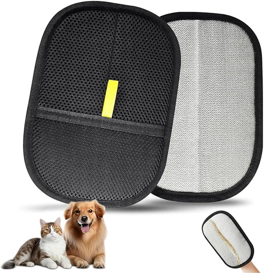 2 Pcs Electrostatic Gloves Pet Hair Removal,Reusable Pet Cat Dog Hair Removal Grooming Gloves Brush Tool-PurrikoPets