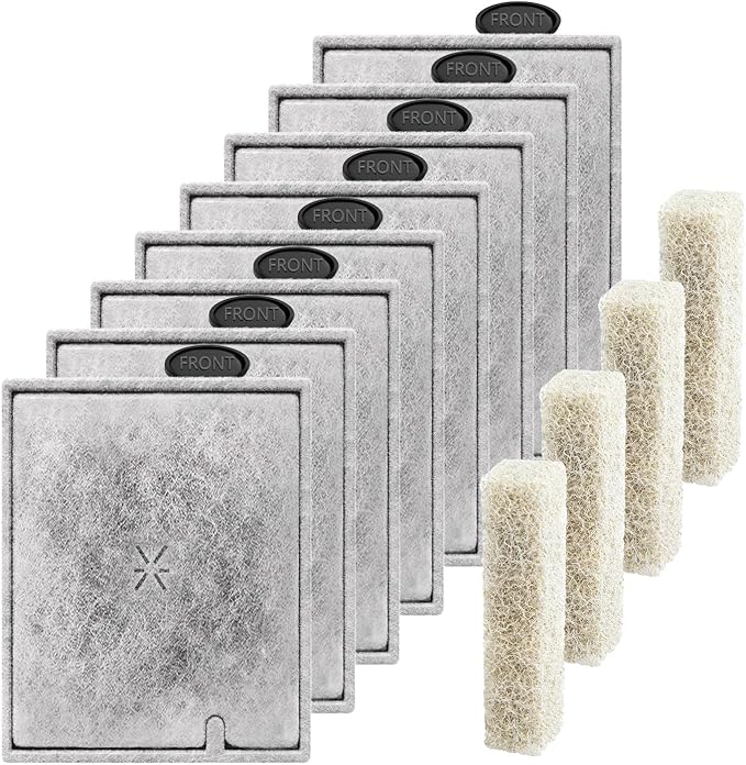 8 Pack Large Aquarium Fish Tank Filter Cartridges with Filter Pad, Compatible with Aqueon QuietFlow Filter LED PRO Size 20,30,50,75/Power Filter Size 20,30,50,55/75, E Internal Size 40 Canister Filter-PurrikoPets