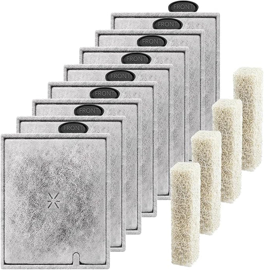 8 Pack Large Aquarium Fish Tank Filter Cartridges with Filter Pad, Compatible with Aqueon QuietFlow Filter LED PRO Size 20,30,50,75/Power Filter Size 20,30,50,55/75, E Internal Size 40 Canister Filter-PurrikoPets