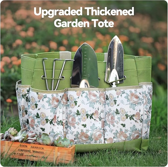 Gardening Tools 9-Piece Heavy Duty Gardening Hand Tools with Fashion and Durable Garden Tools Organizer Handbag,Rust-Proof Garden Tool Set, Ideal Gardening Gifts for Women-PurrikoPets