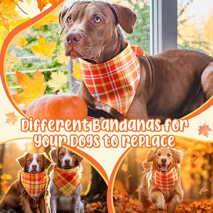 Abbylike 50 Pcs Fall Plaid Dog Bandanas Bulk Autumn Bandanas for Dogs Triangle Kerchief Bibs Scarf for Small Medium Large Pets Thanksgiving Costume Accessories, 25 Styles (31.5 x 21.7 x 21.7 Inch)-PurrikoPets