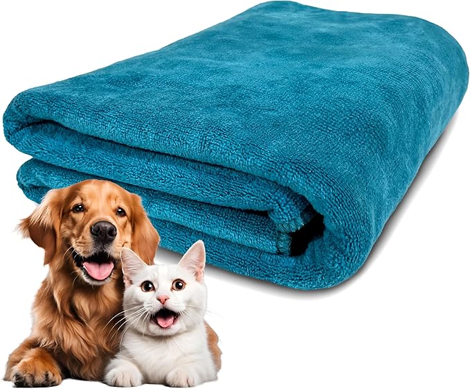 Extra Large Dog Towel Soft Absorbent Bath Pet Towels for Drying Dogs, Elastic Terry Microfiber Soft Towel, Machine Washable, Quick Dry, Multipurpose (L, XL, 2XL) (Green, L)-PurrikoPets