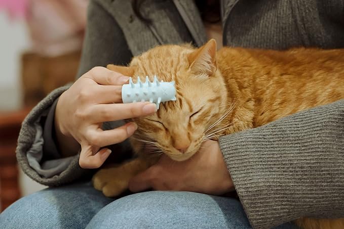 Furr&Purr Cat Brush, Scratcher, and Massager - Indoor Cat Calming Care with Face Scratcher, Finger Brush (3-Pack, Made in USA)-PurrikoPets