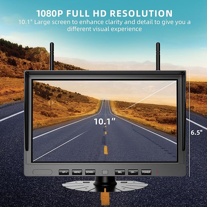 eRapta 2 Wireless Backup Camera Magnetic: 10.1" IPS DVR Monitor, Install-Free RV Backup Camera with Infrared Night Vision, Built-in 9600mAh Battery for Trailer/RV/Truck/Horse Trailer/Tractor ACT1002-PurrikoPets