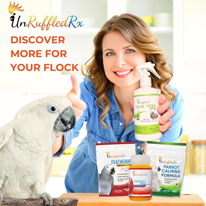 FeatherUp! Bird Vitamins with Biotin for Beautiful Plumage - Feather Growth Supplements for Parrots - 90 gm - 240 Servings-PurrikoPets