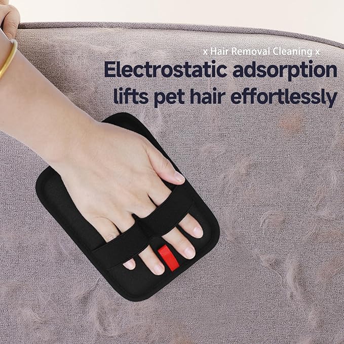 2-in-1 Pet Grooming Glove & Fabric Hair Remover - Reusabie, Silicone Massage Bristles,Static Adhesion for Quiuck Shedding Control,Safe for Dogs & Cats-PurrikoPets