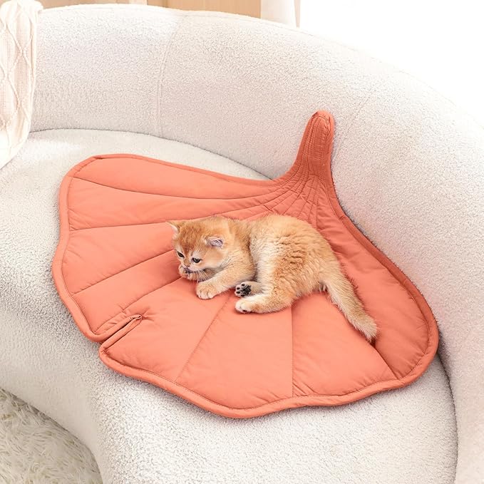 31 X 25 Inch Leaf Shaped Cotton Cat Bed Pad, Warming Cat Mat, Pet Warming Pad for Cats, Warmer Mat for Feral and Indoor Cats, 2025 Enlarged and Thickened Leaf Beds-PurrikoPets