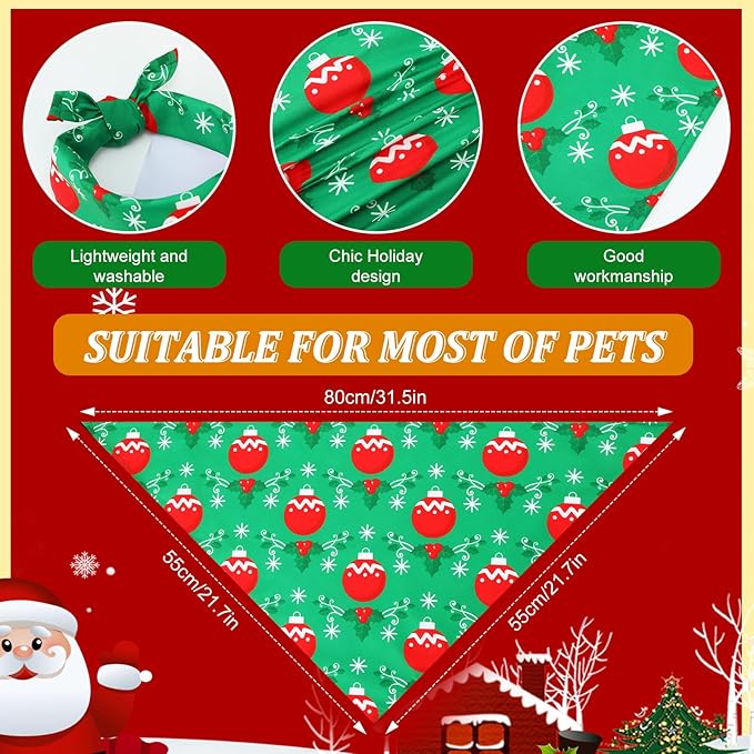 Abbylike 50 Pieces Christmas Dog Bandanas Bulk Xmas Bandanas for Dogs Triangle Kerchief Bibs Scarf Set for Christmas Pet Costume Accessories Decoration (31.5 x 21.7 x 21.7)-PurrikoPets