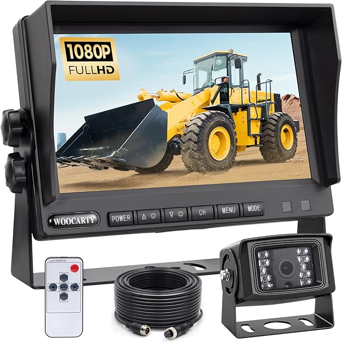 7-inch AHD1080P Wired RV Backup Camera System, IP69k Waterproof IR Night Vision Reversing Camera, Vibration-Proof 20G for Trailer/Tractors/Truck/Excavator/Caravan/Skid Steer/Heavy Equipment-PurrikoPets