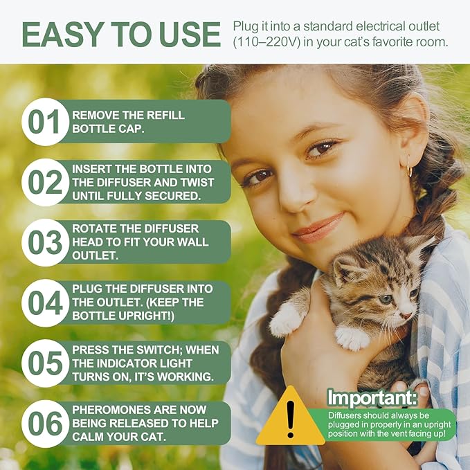 6-in-1 Cat Calming Pheromone Diffuser Kit, Cat Calming Diffuser for Anxiety Relief, Aggression, Scratching, Urine Marking, Fighting, Meowing, Hiding, Safe for All Cats, 120 Days Support-PurrikoPets