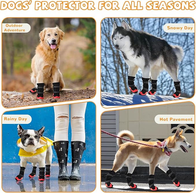 Dog Shoes for Medium Large Size Dogs, Breathable Dog Shoe for Hot Pavement, Dog Booties and Paw Protectors to Prevent Licking, Anti-Slip Dog Boots with Reflective for Summer, Hiking, Snow (Size 1)-PurrikoPets