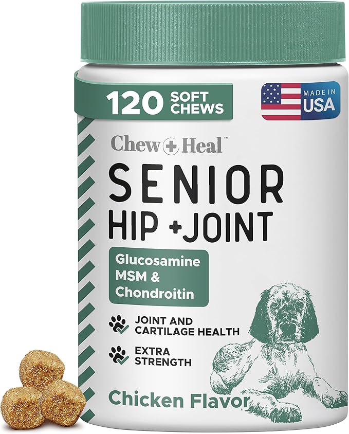 Glucosamine for Dogs Hip and Joint Supplement - 120 Soft Chews for Senior Dogs with Glucosamine, Chondroitin, MSM, Vitamin C, and Omegas - for Mobility, Cartilage, and Joint Health-PurrikoPets