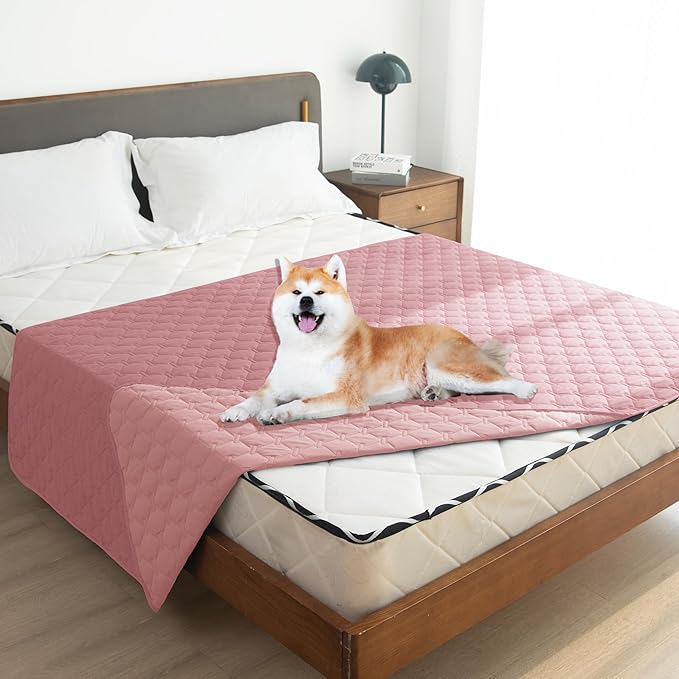 gogobunny 3X Stronger Waterproof Pet Blanket, Scratch Proof Furniture Protector for Dogs Cats, Reversible Cover 82x82 Inch, Dark Pink/Light Pink-PurrikoPets