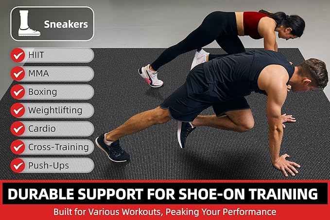 Extra Large Exercise Mat, 10'x6'/9'x6'/8'x6'/7'x5'/6'x4' (8mm/10mm) Thick Workout Mat for Home Gym Flooring, Garage, Shoe-Friendly, High-Density, MMA, HIIT, Weight Lifting, Cardio&Strength-PurrikoPets