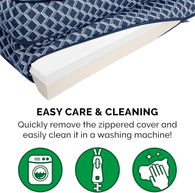 Furhaven Memory Foam Dog Bed for Medium/Small Dogs w/ Removable Bolsters & Washable Cover, For Dogs Up to 35 lbs - Plush & Woven Decor Comfy Couch Sofa - Diamond Blue, Medium-PurrikoPets