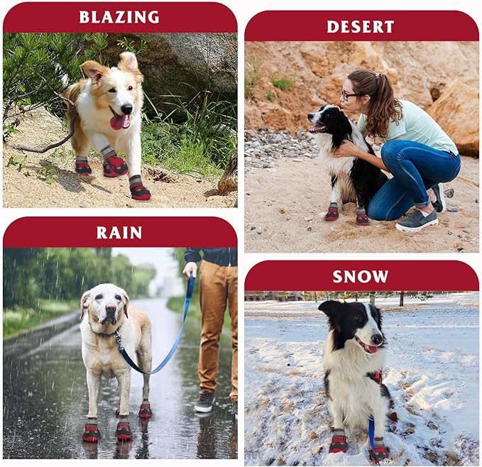 Dog Shoes for Large Medium Small Dog, Mesh Breathable Dog Shoes for Hot Pavement, Anti-Slip Dogs Boots Paw Protectors with Reflective for Outdoor Walking Indoor Hardfloors (Size 4)-PurrikoPets