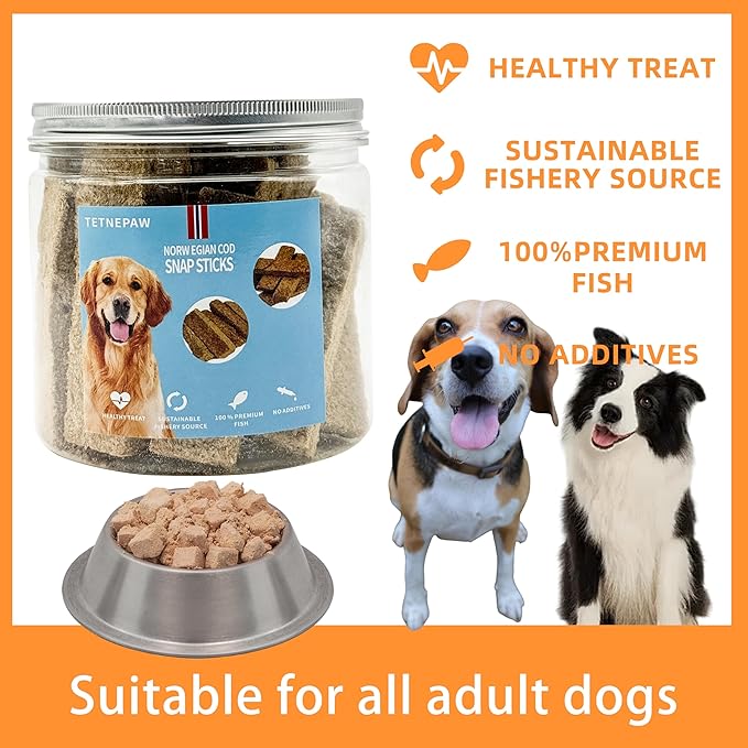 Dog Fish Treats Cod Made with Premium Natural Norwegian 100% Real Cod Fish Bones & Meat Healthy Crunchy Biscuits for Dogs High Protein Grain-Free All-Natural Pet Snack-PurrikoPets