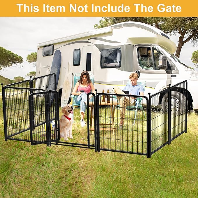 Garden Fence 40 Inch 14 Panels Without Gate, Total 31 Ft(L) Garden Fence for Yard and Dog, Black Dog Pen Wide Door, Metal Dog Pen Heavy Duty Pet Puppy Exercise Pen for Rv Camping-PurrikoPets