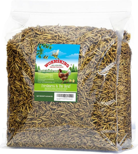 4LB Non-GMO Dried Black Soldier Fly Larvae, More Calcium Than Dried Mealworms, High Protein Chicken Feed, Poultry Treats-PurrikoPets