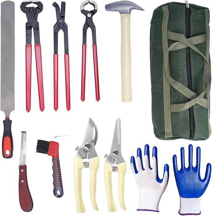 1112 Temp 11pcs Farrier Tools Farrier kit Horse shoeing Tools Farrier Supplies Farrier Tools for Horses Cattle Sheep and Donkeys-PurrikoPets